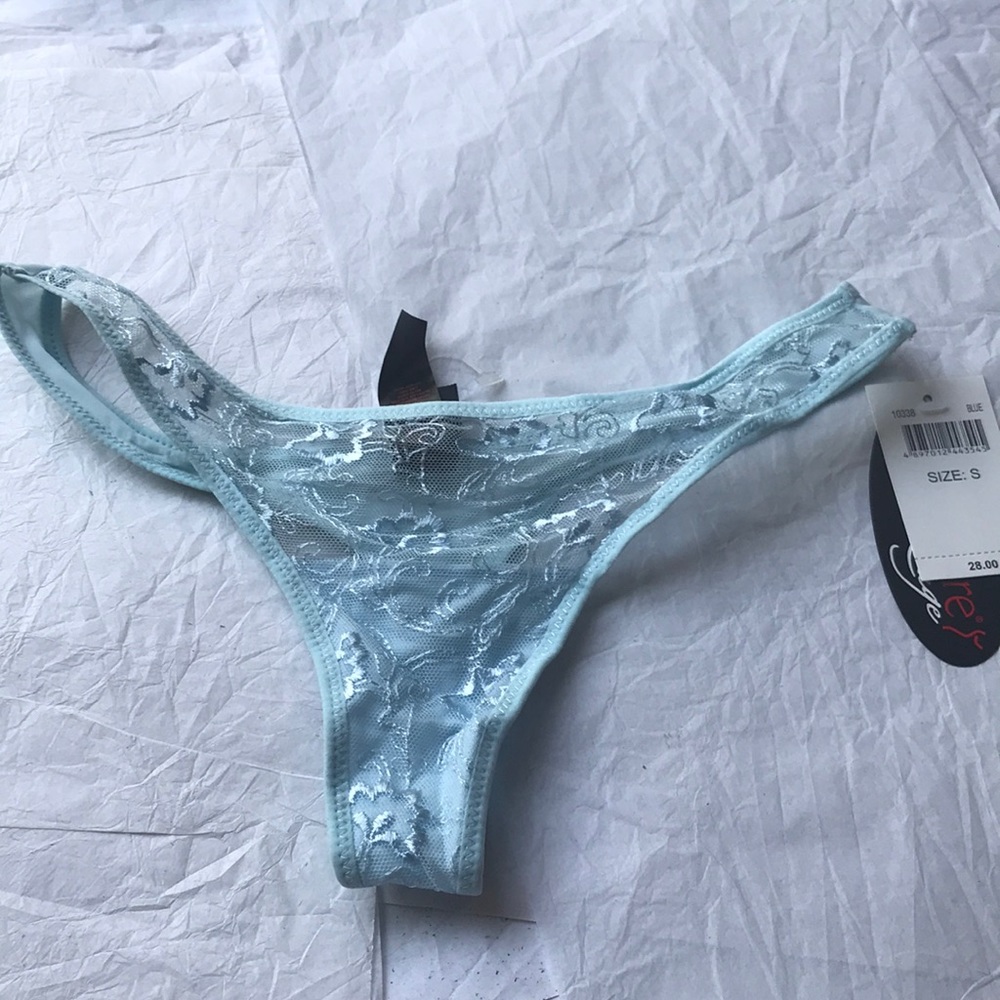 Le Mystere Blue Tornado Lace Thong Panty